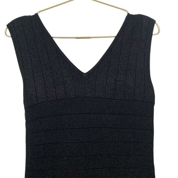 Forever 21 Black Silver Sleeveless Contour Sweater Dress Size Large 127 - Picture 6 of 8